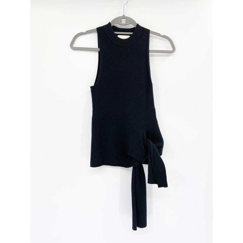 3.1 Phillip Lim Sleeveless Tank XS Black‎ Ribbed Tie Waist Evening Top